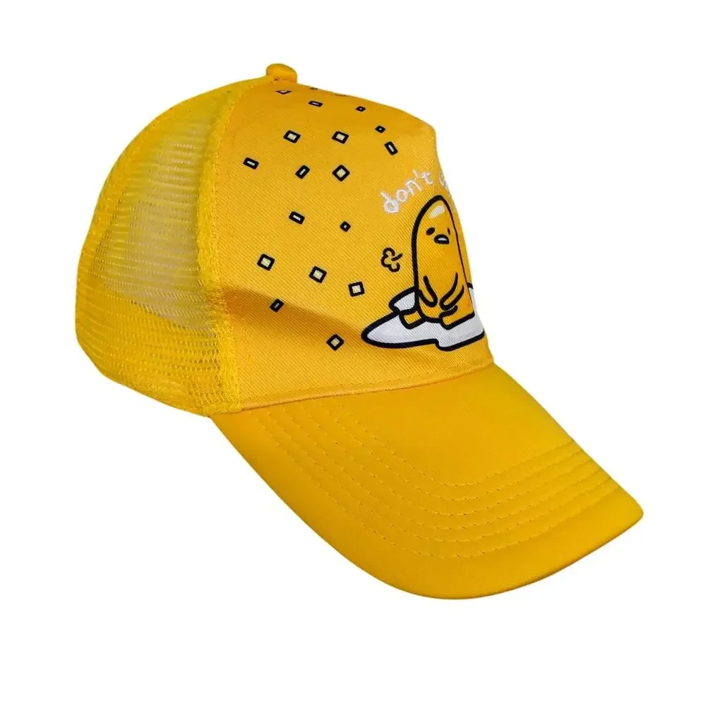 Sanrio Gudetama The Lazy Egg Yellow Graphic Trucker Hat Adjustable Mesh Back